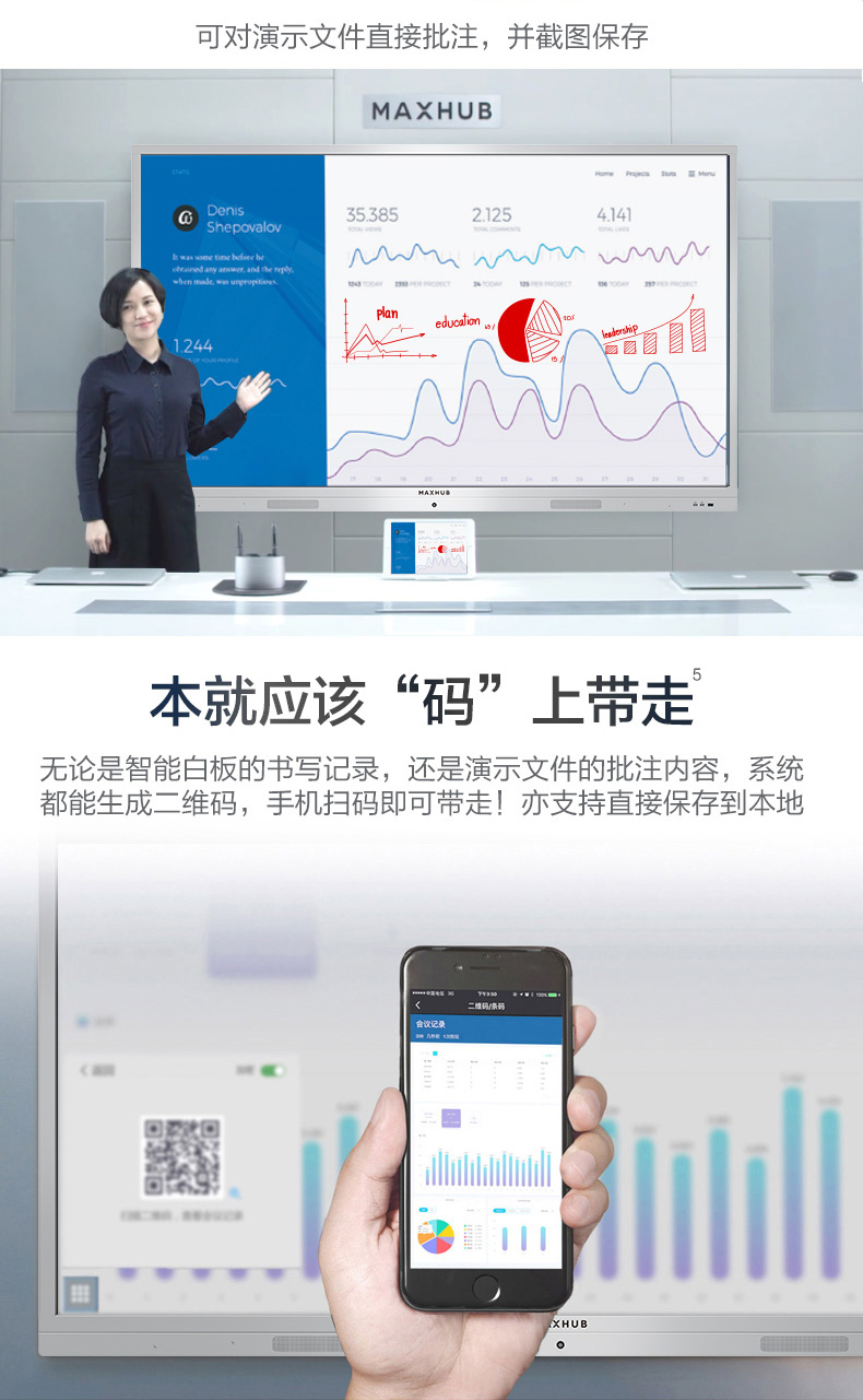 MAXHUB 會議平板 SC55MC 標(biāo)準(zhǔn)版55英寸 觸摸一體機 智能書寫 無線投影 遠程會議 智能會議利器-京東